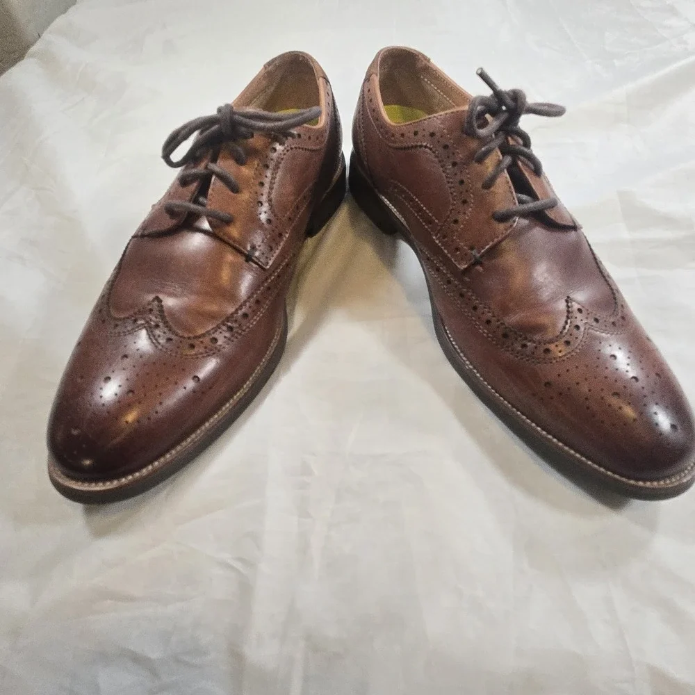Florsheim Comfortech Ortholite Wingtip Oxford Brogue Brown Leather Men's 9.5M